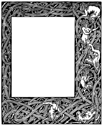 トーマス・マロリー卿による「Le Morte d&39;Arthur」のボーダーデザイン、1893-4（ペンと黒インク） 作： Aubrey Beardsley