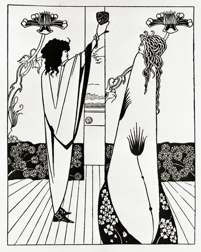 トリスタンが愛のフィルトルを飲んだ方法、1894年頃 作： Aubrey Beardsley