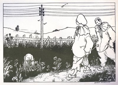 「ピエロ」のエンドペーパーのデザイン、1896 作： Aubrey Beardsley