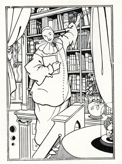 「ピエロ」のカバーのデザイン、1896 作： Aubrey Beardsley