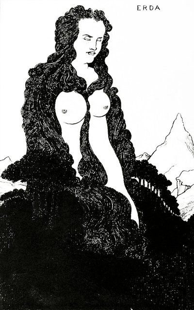 Erda、「Das Rheingold」のイラスト1896 作： Aubrey Beardsley