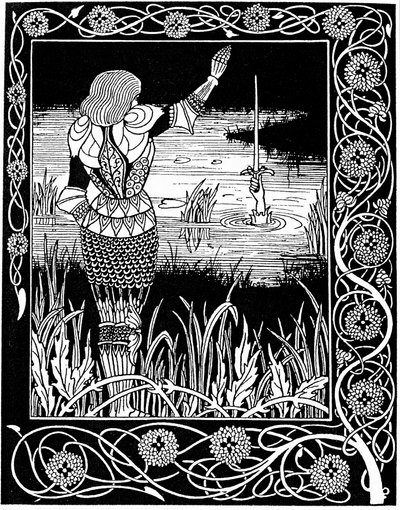 1893年、湖の貴婦人によって取り戻されるエクスカリバー 作： Aubrey Beardsley