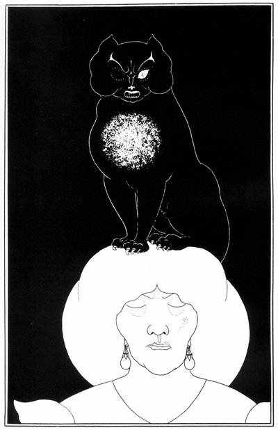 黒猫のイラスト、エドガーアランポーによる短編小説、1895年 作： Aubrey Beardsley