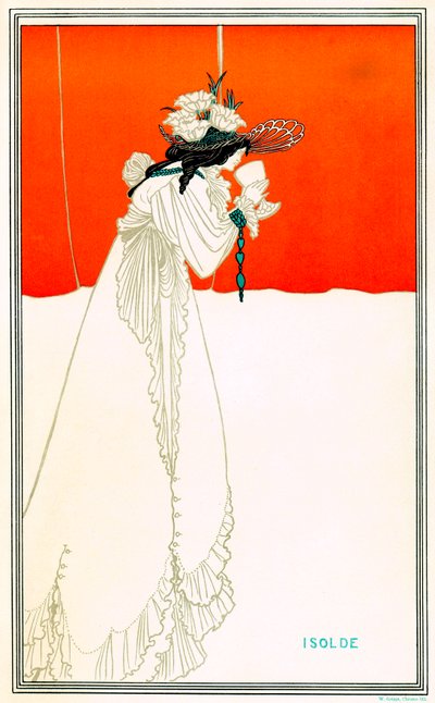 リヒャルト・ワーグナーのオペラ『トリスタンとイゾルデ』にちなんで、オーブリー・ビアズリー（1872-1898）が描いた、愛のフィルターを飲むイゾルデ（Iseult or Iseut, Yseut, Yseult, Ysolde） - アーサー王のケルト伝説 - アールヌーボー - クロモリトグラフィー（chromolithography） W. Griggs, The 作： Aubrey Beardsley
