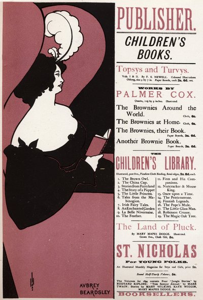 文学。子どもの本ロンドンの図書館、by、イギリス 作： Aubrey Beardsley