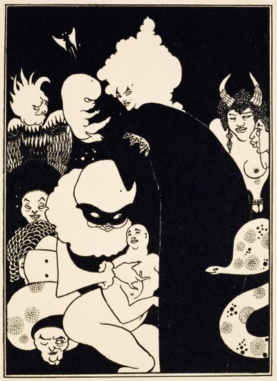 ルシアンの奇妙な生き物、「ルシアンの真の歴史」のイラスト、1894年頃 作： Aubrey Beardsley