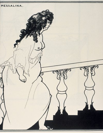 お風呂から出てくるメッサリナ 作： Aubrey Beardsley