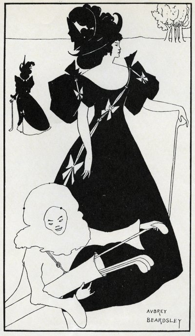 ゴルフクラブカードの「Pierrot as Caddie」デザイン 作： Aubrey Beardsley