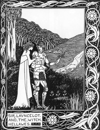 Sir Launcelot and the witch Hellawes（ランスロット卿と魔女ヘラウェス）Aubrey Beardsley（1872-1898）によるイラスト（Thomas Malory