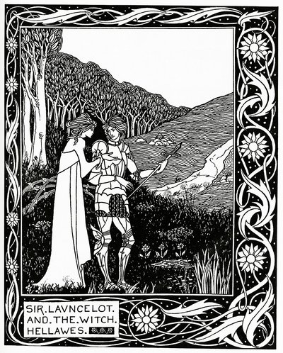 ローンセロット卿と魔女ヘラウェス1870 作： Aubrey Beardsley