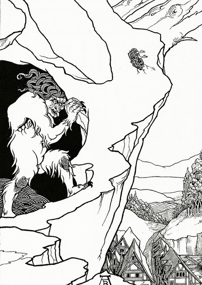 ランドスリップ、ビョルノン作「Pastor Sang」のフロントピース、1899年 作： Aubrey Beardsley