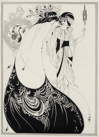 ピーコックスカート、 `Salome by Oscar Wilde（1854-1900）1893（黒いインクと紙に黒鉛）の英語版のイラスト 作： Aubrey Beardsley
