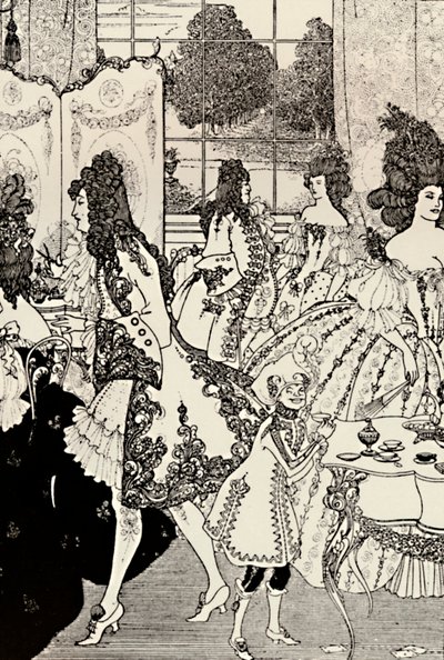 ロックのレイプ。アレクサンダー・ポープ。ペン画、1896年、1923年 作： Aubrey Beardsley