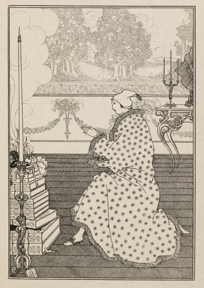 男爵の祈り。 「ロックのレイプ」より。 本から50枚の絵 作： Aubrey Beardsley