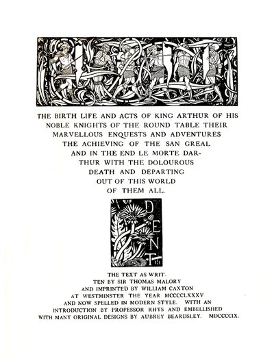 JM Dent and Sons Ltd、1909年、1914年のためにAubrey Beardsleyによって設計されたタイトルページ。 作： Aubrey Beardsley