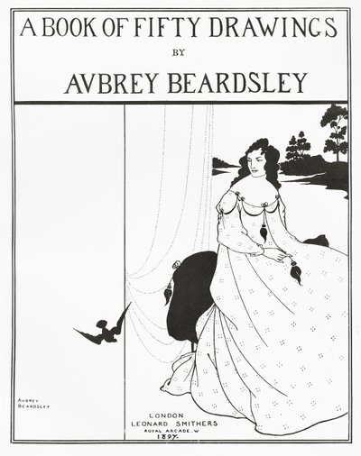 「50枚の絵の本」のタイトルページ、1897 作： Aubrey Beardsley