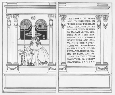 「金星とタンハウザーの物語」のタイトルページ、1895 作： Aubrey Beardsley