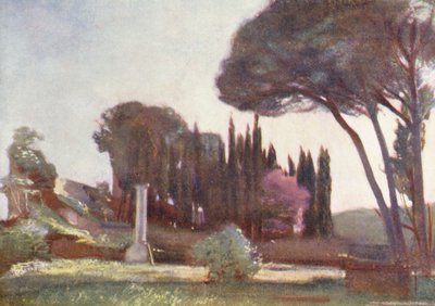 ローマオールド・イングリッシュ墓地（カラーリトグラフ） 作： Aubrey Waterfield