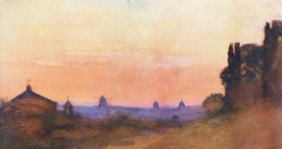 ローマパラティーノからの眺め（カラーリトグラフ） 作： Aubrey Waterfield