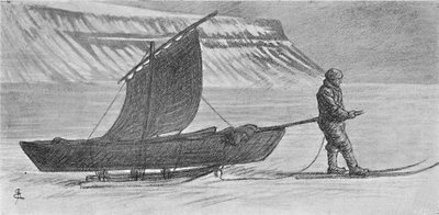 そりのある帆。ケープリトホーフェンの南。 1896年、1897年6月6日 作： August Eiebakke