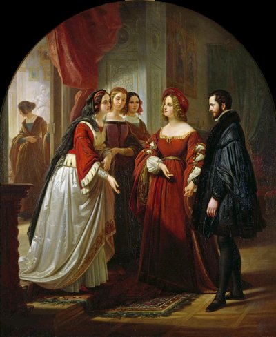 エレオノーラデステの前のタッソ、1839年。 作： August Ferdinand Hopfgarten