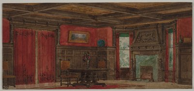 インテリアデザインのレンダリング、1880〜1900年頃。 作： August Frederick Biehle