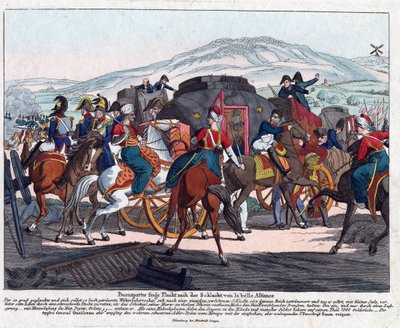The Flight of Napoleon after Battle of Waterloo (1815) - Campe, August Friedrich Andreas (1777-1846) - Etching, watercolour - 21,5x26,3 - Private Collection 作： August Friedrich Andreas Campe