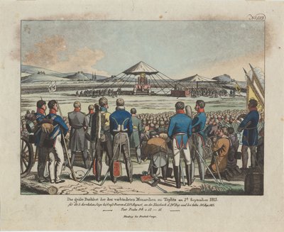 1813年9月2日のテプリッツテプリツェでの3人の同盟君主の大宴会 作： August Friedrich Andreas Campe