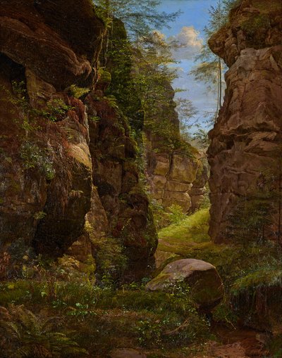 ザクセン スイスの Uttewalder Grund の岩の峡谷 作： August Heinrich