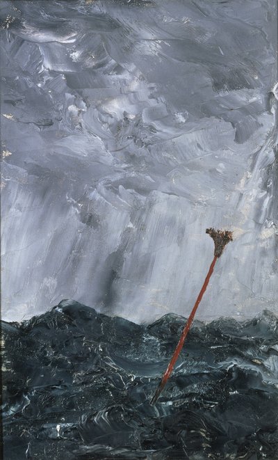 嵐の海のほうきブイ、1892年（紙に油彩） 作： August Johan Strindberg