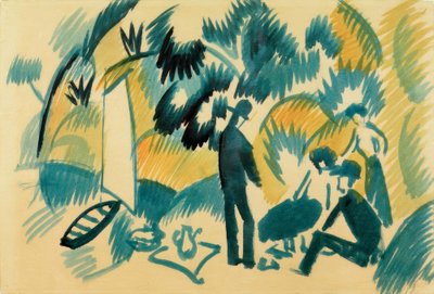 トゥーン湖でのセーリング後のピクニック 作： August Macke