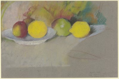 リンゴとレモン 1909-10年頃 パステル、紙 作： August Macke