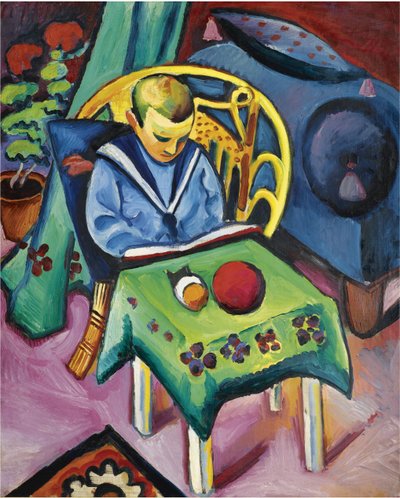 本とおもちゃを持つ少年、1912 作： August Macke
