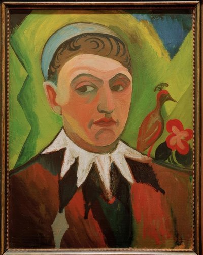 ピエロ、風刺画の自画像 作： August Macke