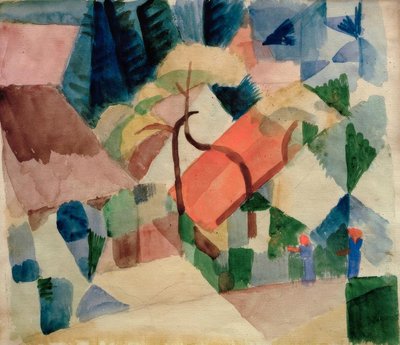庭の村の家 作： August Macke