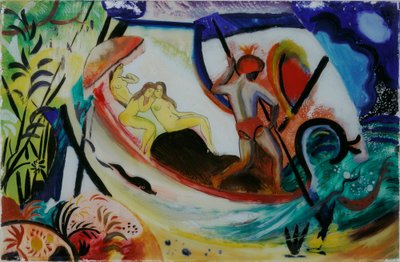 はしけの 3 人の女の子 作： August Macke