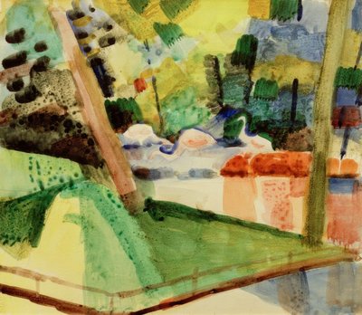 動物園のフラミンゴ 作： August Macke
