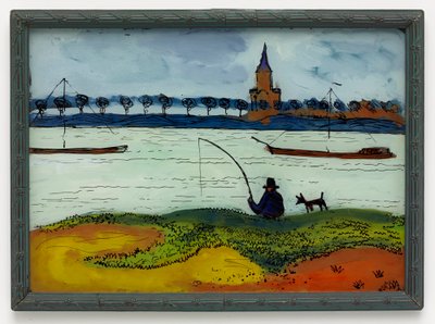 釣り人のいる川の風景 作： August Macke