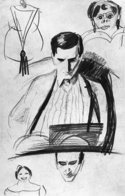 フランツ・マルク、肖像画-マッケを描く 作： August Macke
