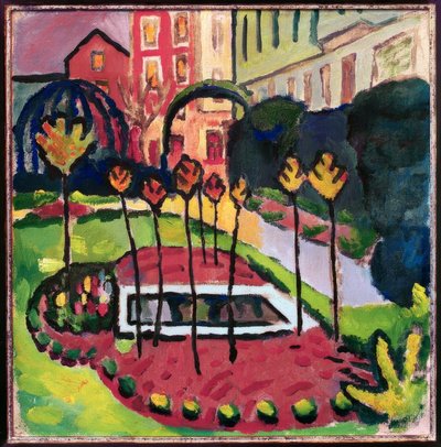 プール付きの庭 作： August Macke
