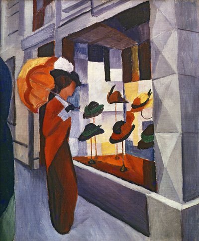 帽子屋の前、1914 作： August Macke