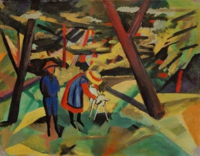 森の中のヤギと子供 作： August Macke