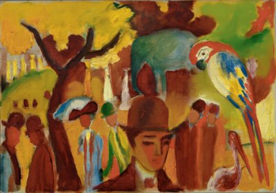茶色と黄色の小さな動物園 作： August Macke