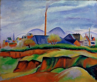 工場のある風景 作： August Macke