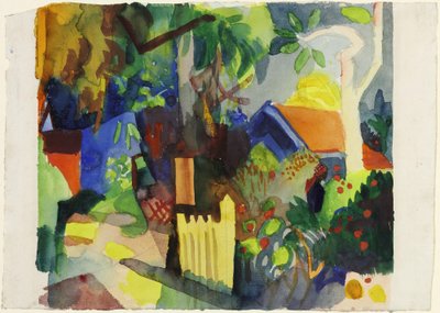 明るい木のある風景 作： August Macke