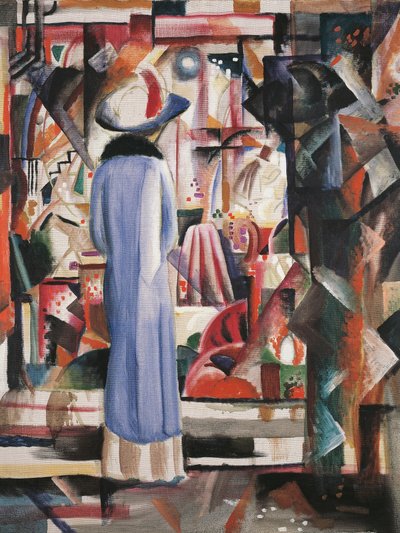 大きな明るいショップウィンドウ 作： August Macke