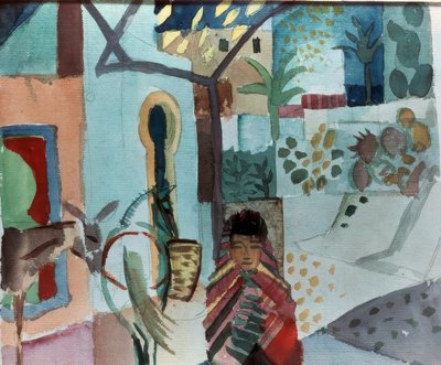 馬とロバを持つ少女 作： August Macke