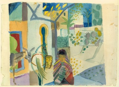馬とロバを持つ少女。 1914 作： August Macke