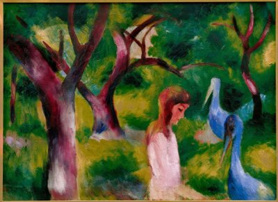 青い鳥を持つ少女 作： August Macke