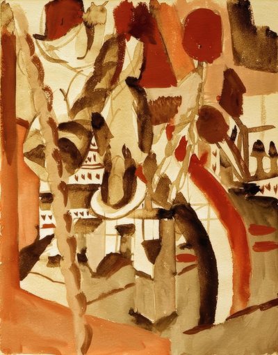 都市の前の女の子 作： August Macke